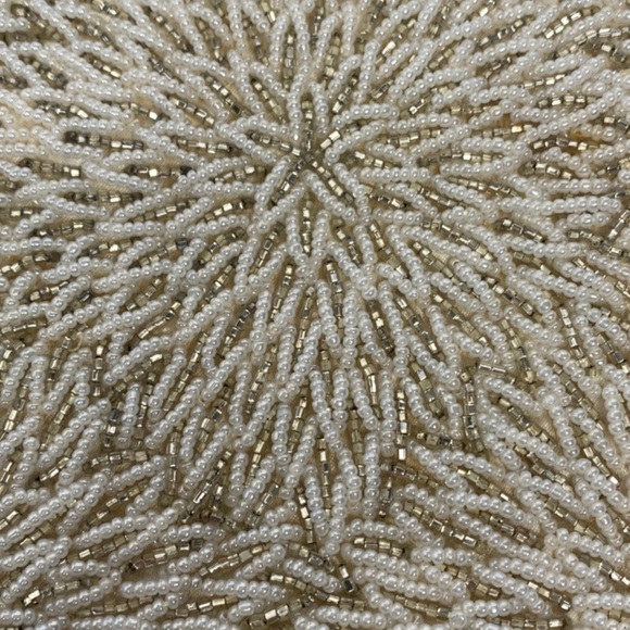 beaded cream handbag wristlet purse vintage - Picture 3 of 9